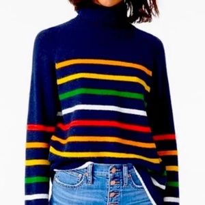 J Crew Navy rainbow striped sweater